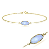 Blue Chalcedony Ellipse Shape Bracelet BRS-387-GP